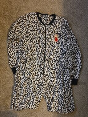 Betty Boop Leopard Print Onesie Romper with Red Accent